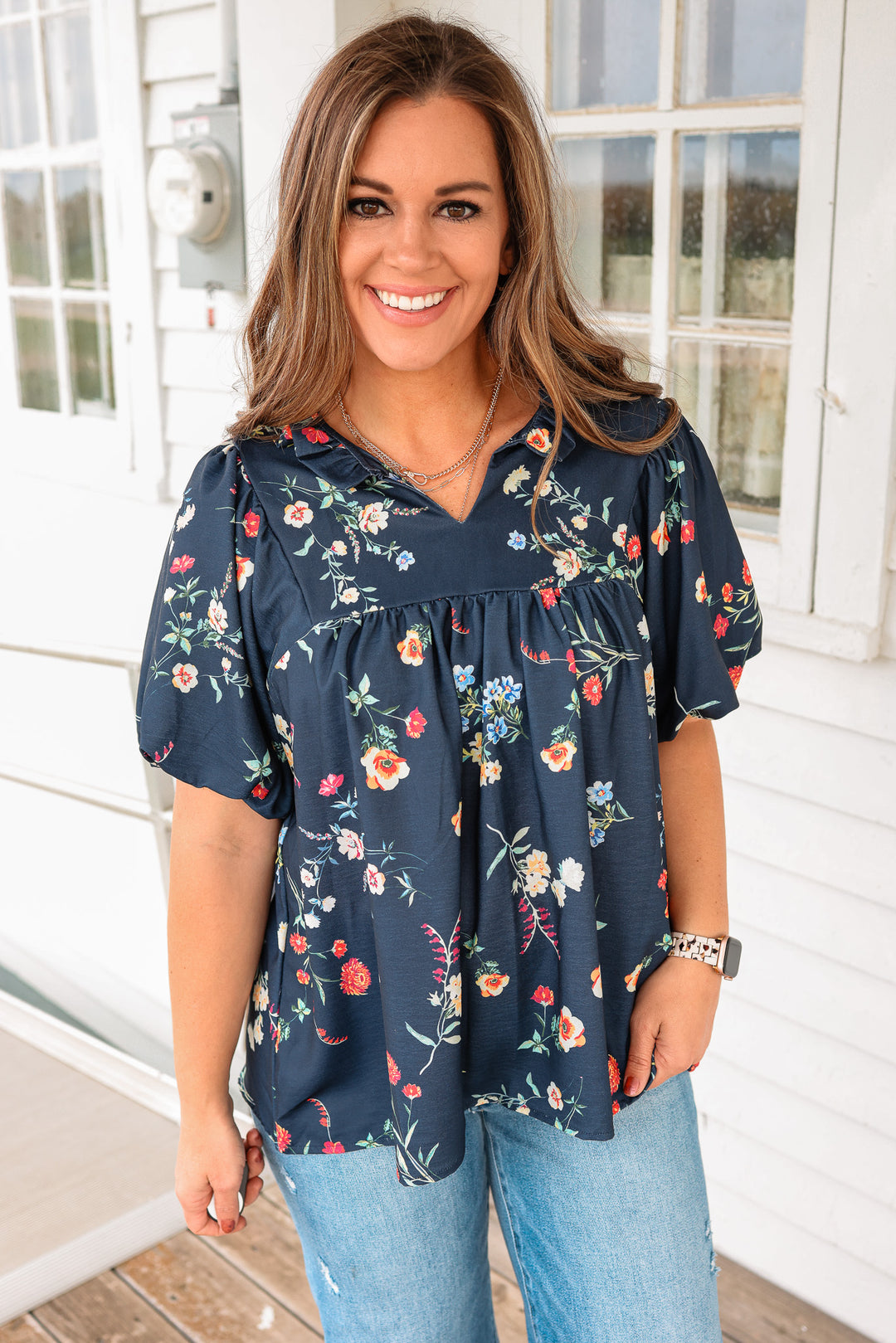 Callan Notch Neck Floral Top