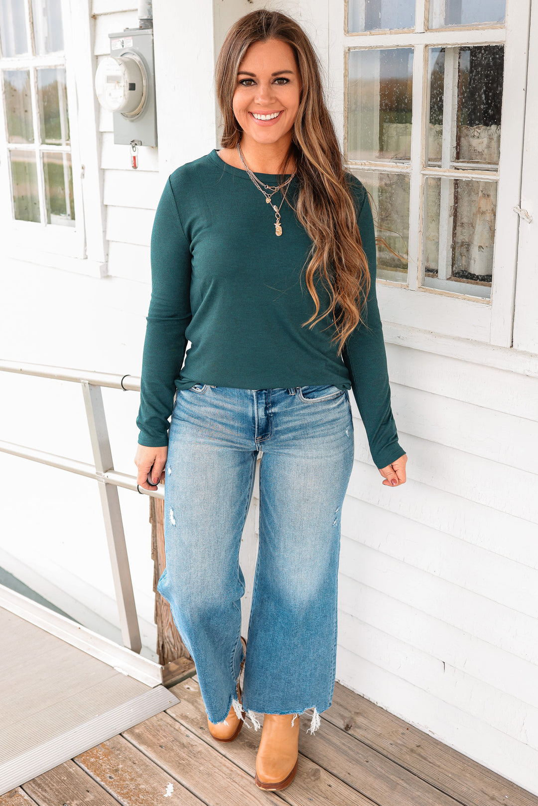 The Everyday Baby Ribbed Top - Hunter Green