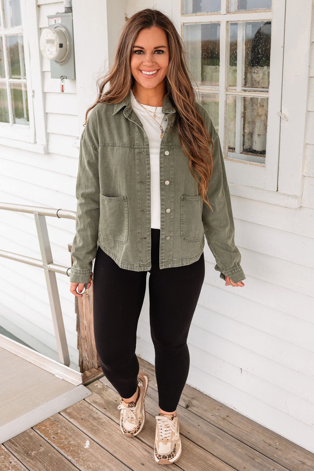 Eisley Washed Cotton Utility Jacket - Washed Olive