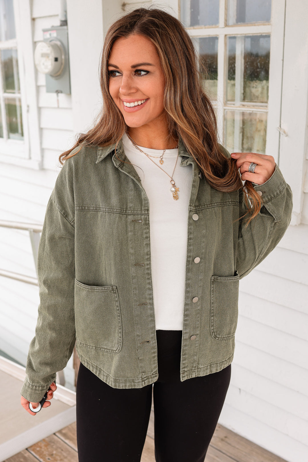 Eisley Washed Cotton Utility Jacket - Washed Olive