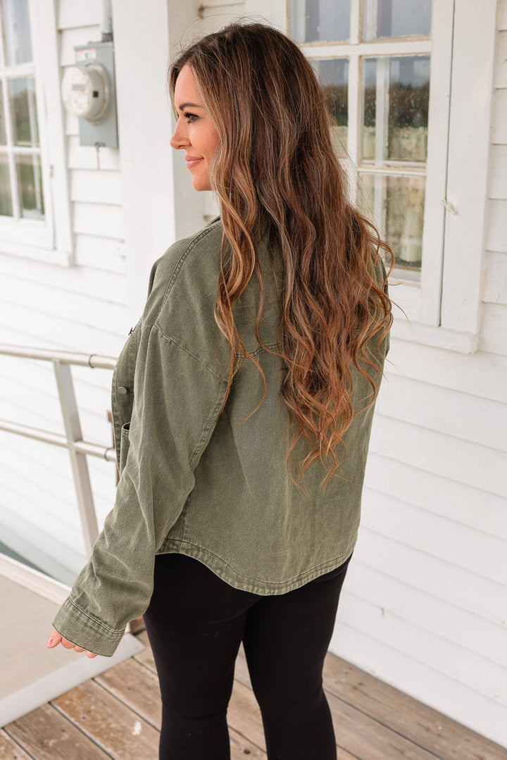 Eisley Washed Cotton Utility Jacket - Washed Olive