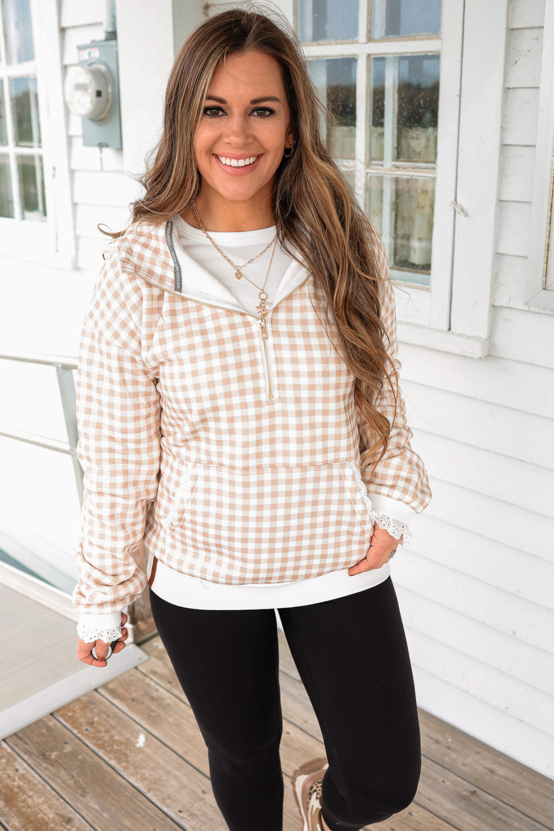 Comfort Zone HalfZip - Gingham Lace