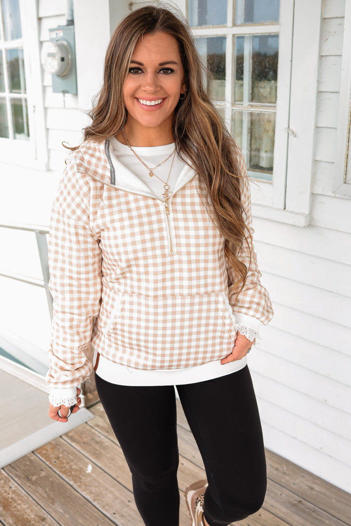 Comfort Zone HalfZip - Gingham Lace