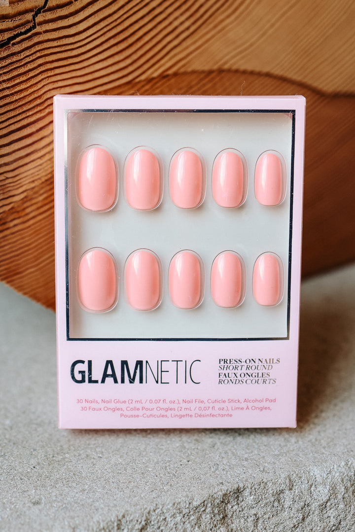 Peach Coral Press-On Nails | Short Round Solid Nail