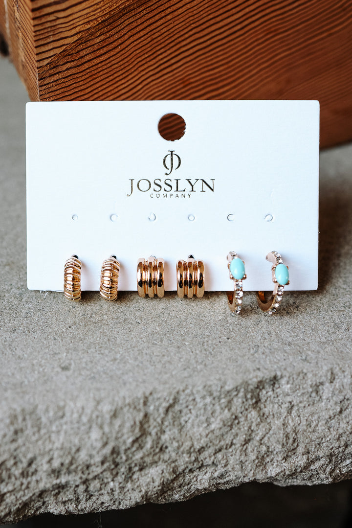 Turquoise Hoop Trio Earring Set