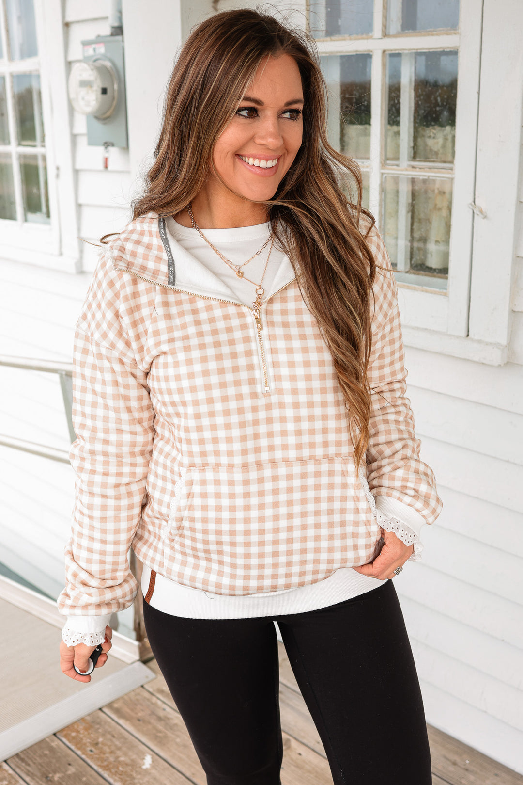 Comfort Zone HalfZip - Gingham Lace