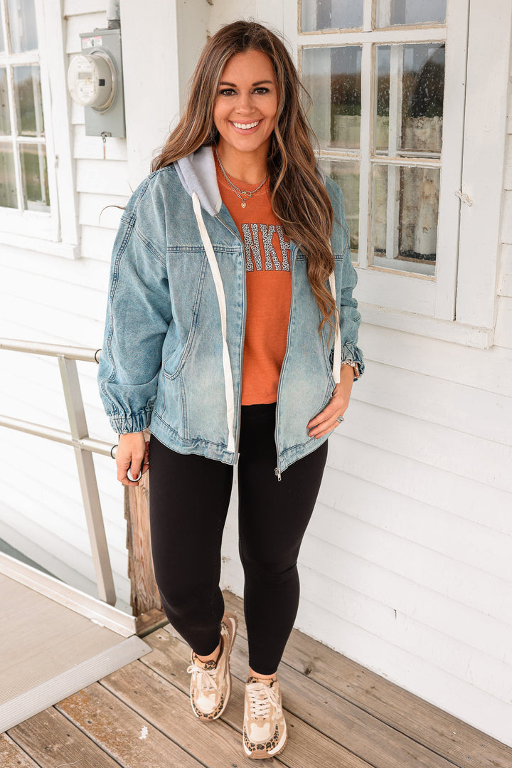 Kaila Zip-Up Hoodie Jacket - Denim