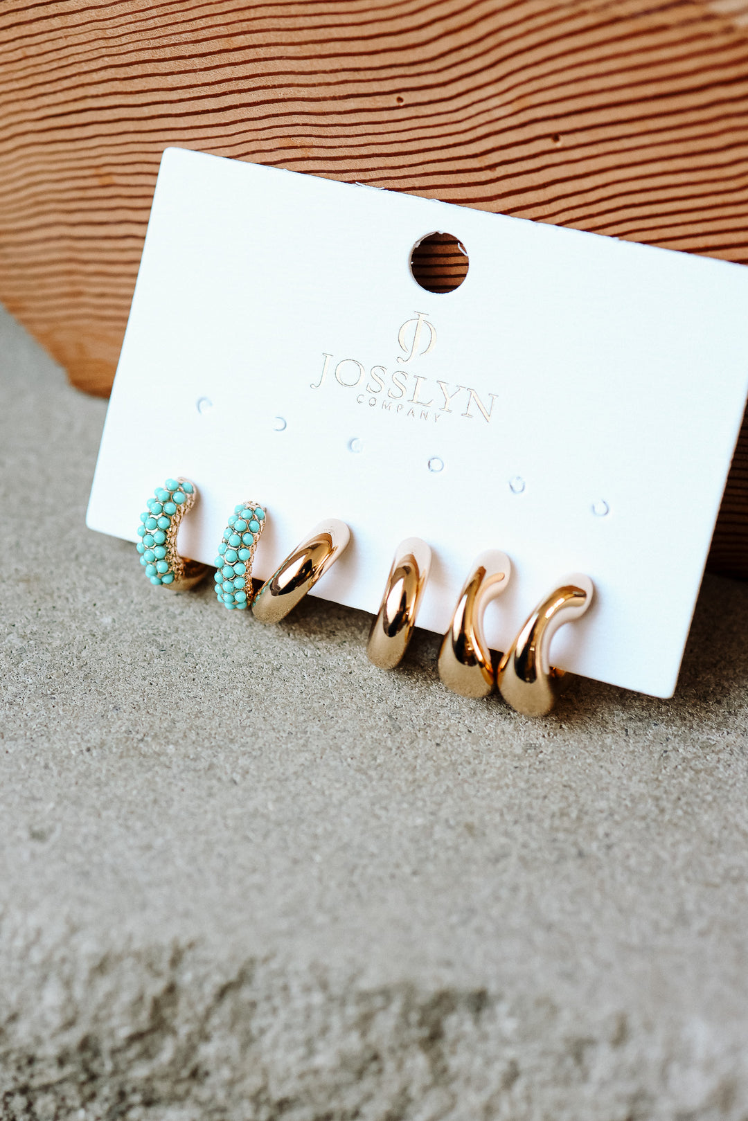 Mini Beaded Turquoise Hoop Trio Earring Set