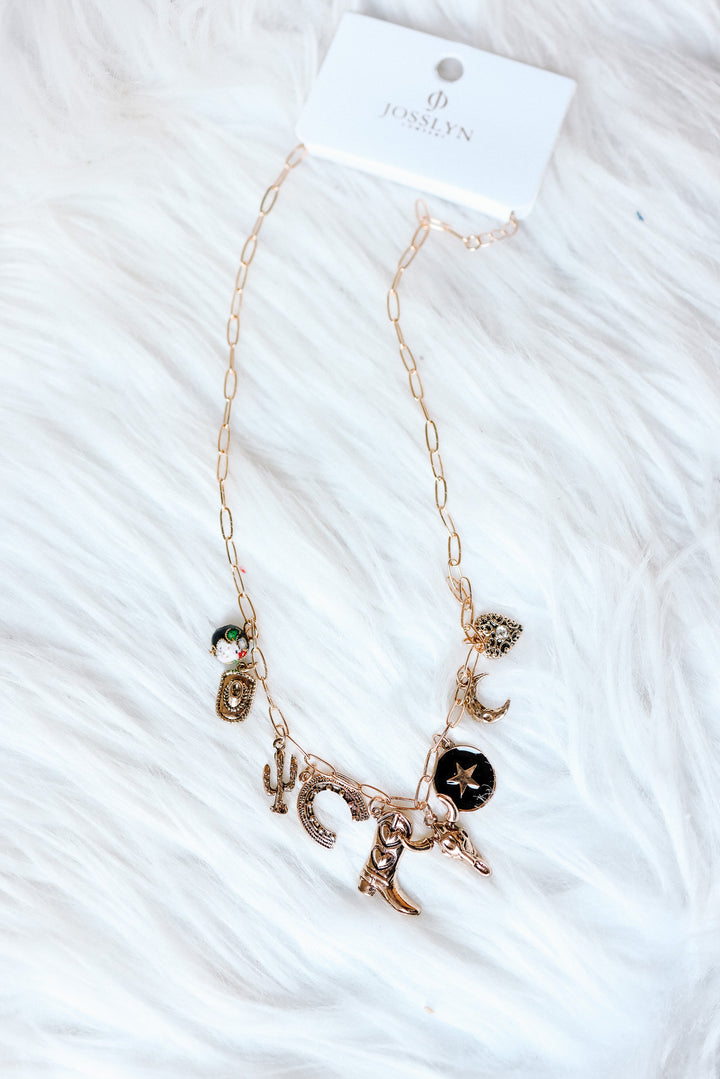 Boot Cross Heart Western Charm Necklace
