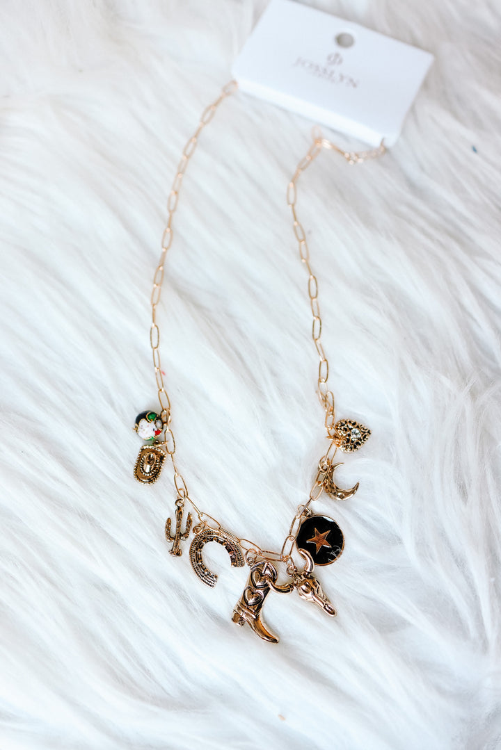 Boot Cross Heart Western Charm Necklace