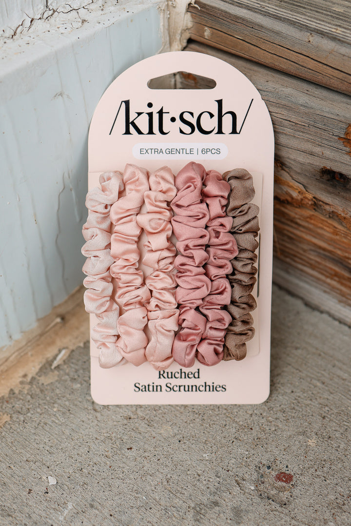 Ultra Petite Satin Scrunchies 6pc - Terracotta
