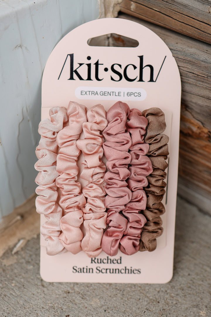 Ultra Petite Satin Scrunchies 6pc - Terracotta