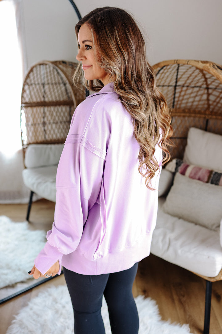 Tamika Henley Sweatshirt - Lilac