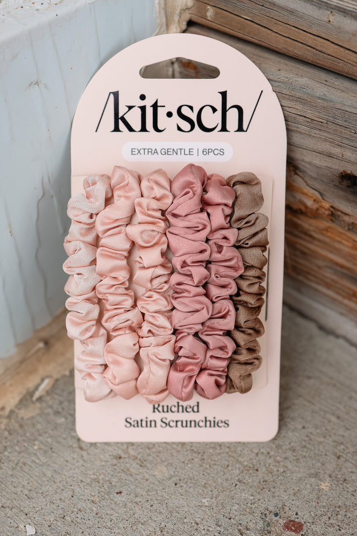Ultra Petite Satin Scrunchies 6pc - Terracotta