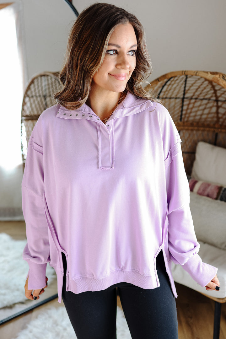 Tamika Henley Sweatshirt - Lilac