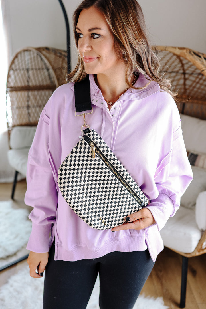 Westlyn Woven Bum Bag - Checkered Black