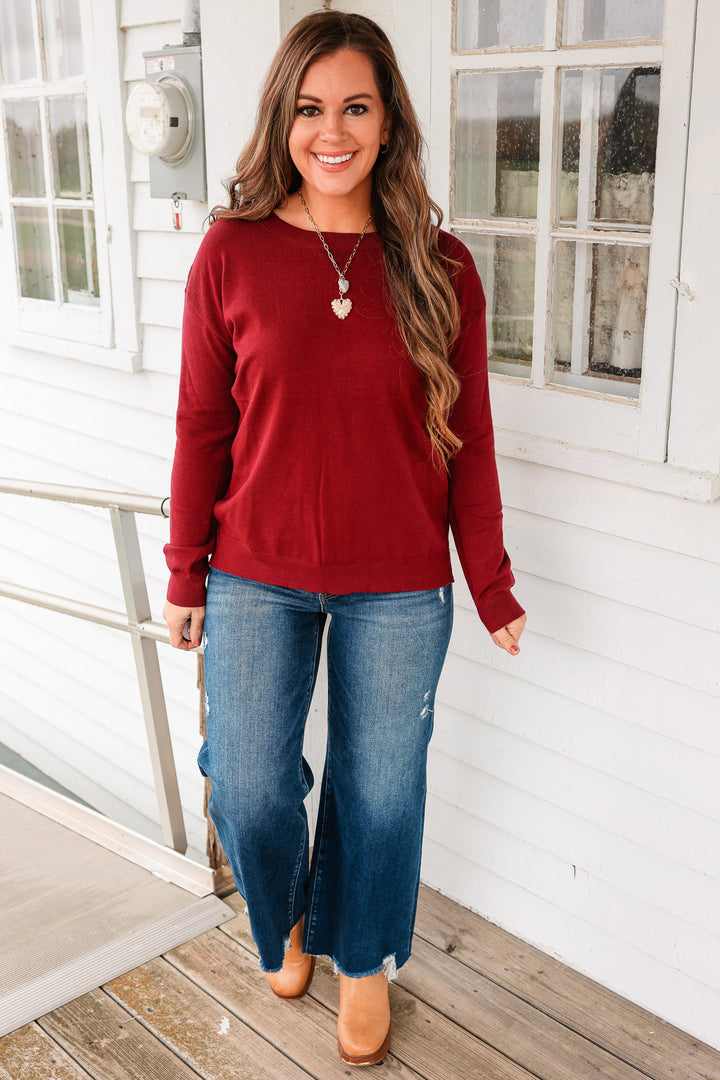 Everyday Pullover Sweater - Burgundy