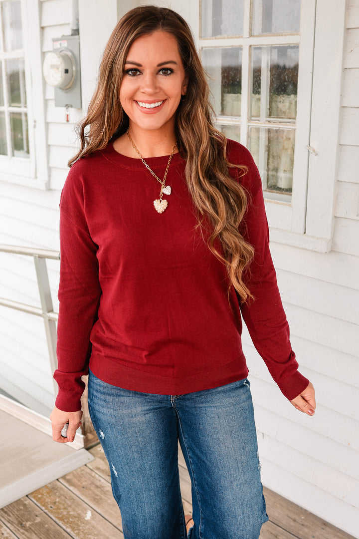 Everyday Pullover Sweater - Burgundy