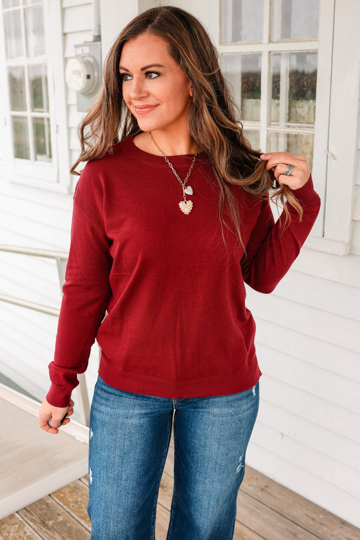 Everyday Pullover Sweater - Burgundy