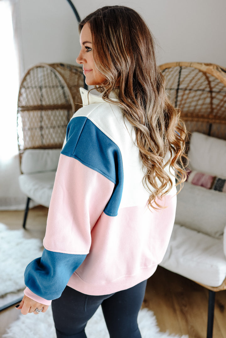 Glo Colorblock Pullover - Pink Blue