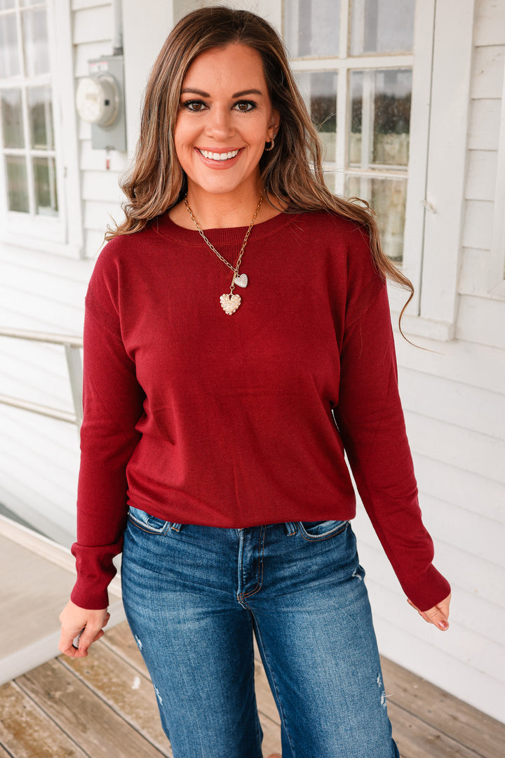 Everyday Pullover Sweater - Burgundy