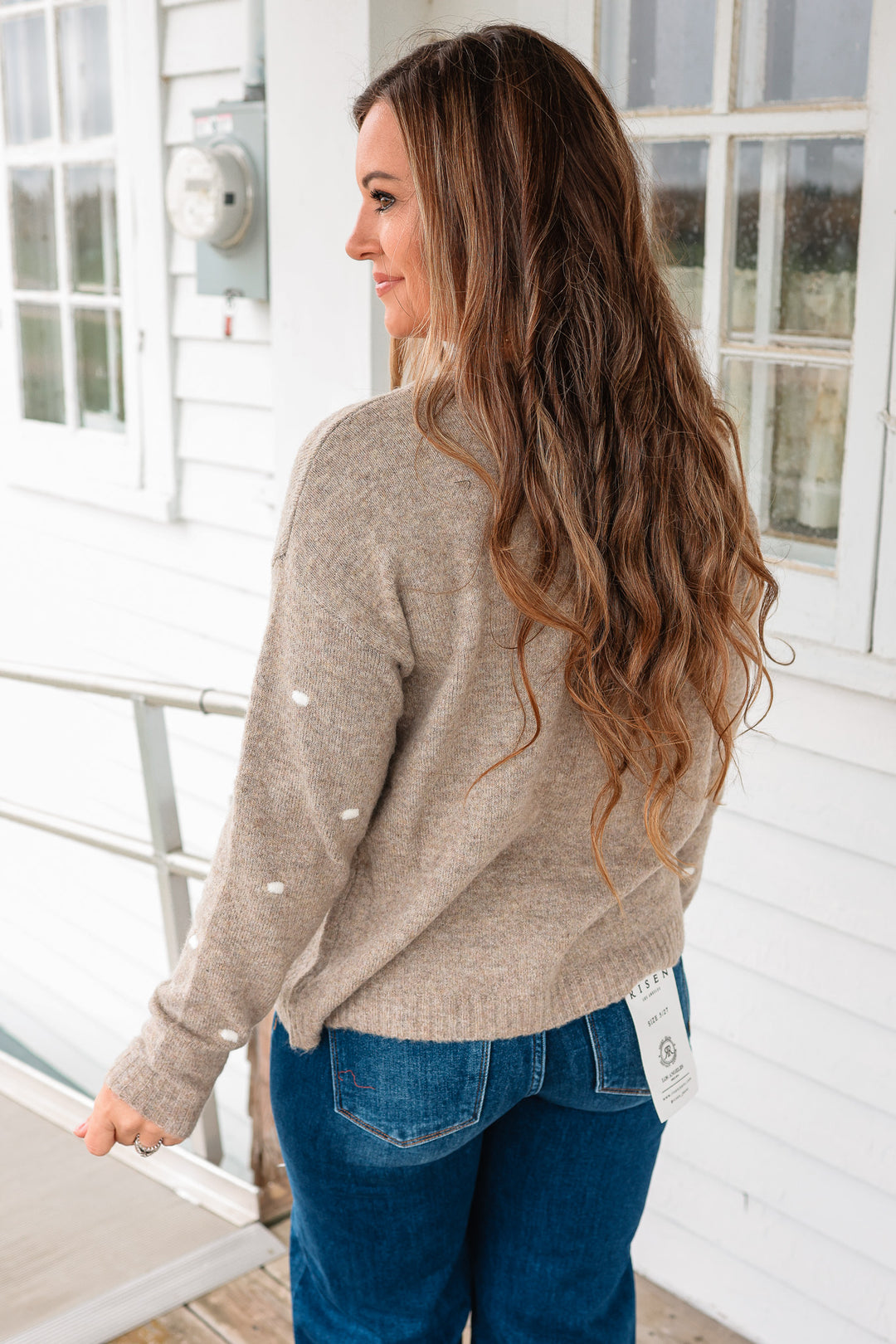 Palmer Pom Dots Sweater - Mocha