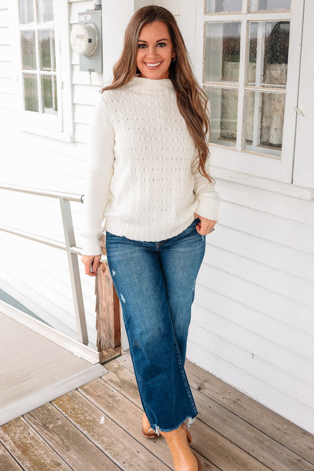 Evelyn Mockneck Sweater - Cream