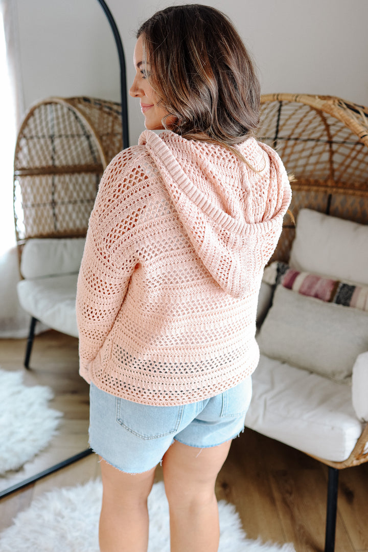 Alexa Crochet Hoodie - Pink