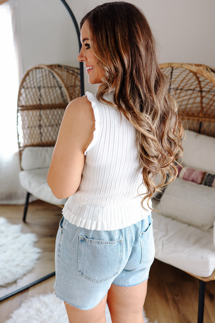 Bristol Sleevless Frill Top - Off White