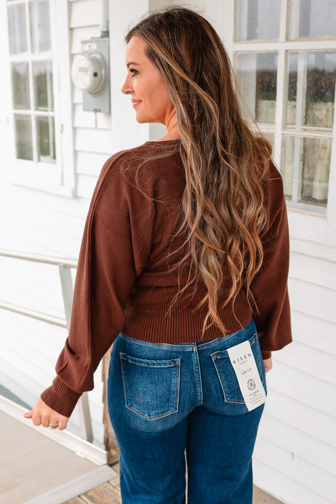 Rylie Boatneck Dolman Sleeve Sweater - Chocolate
