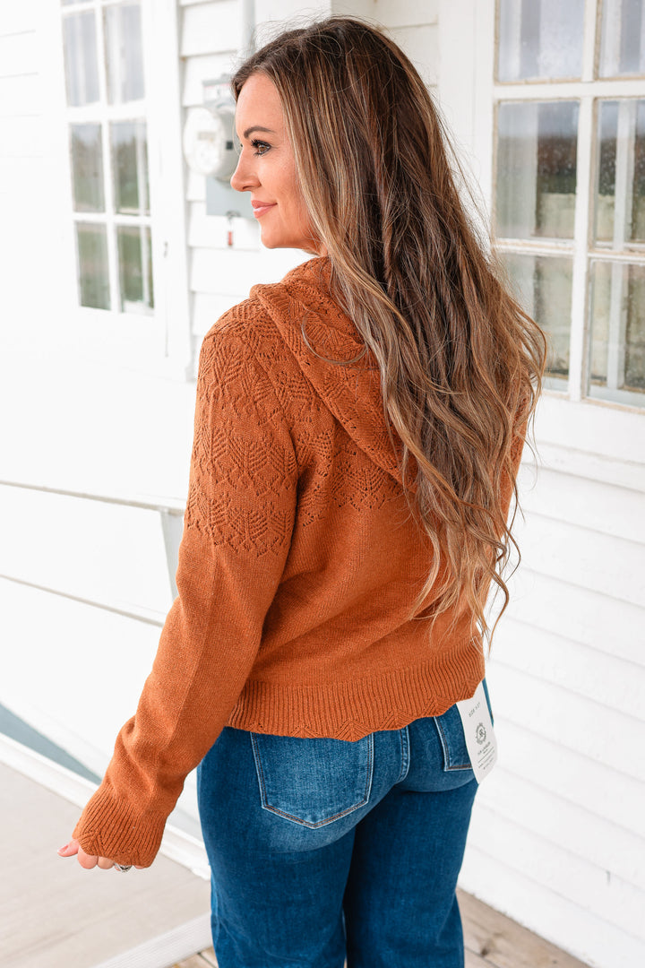 Haley Knit Sweater Hoodie - Rust