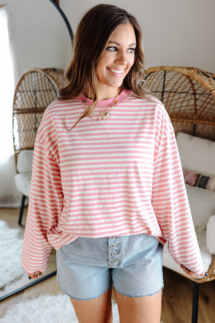 Noelle Striped Long Sleeve - Pink
