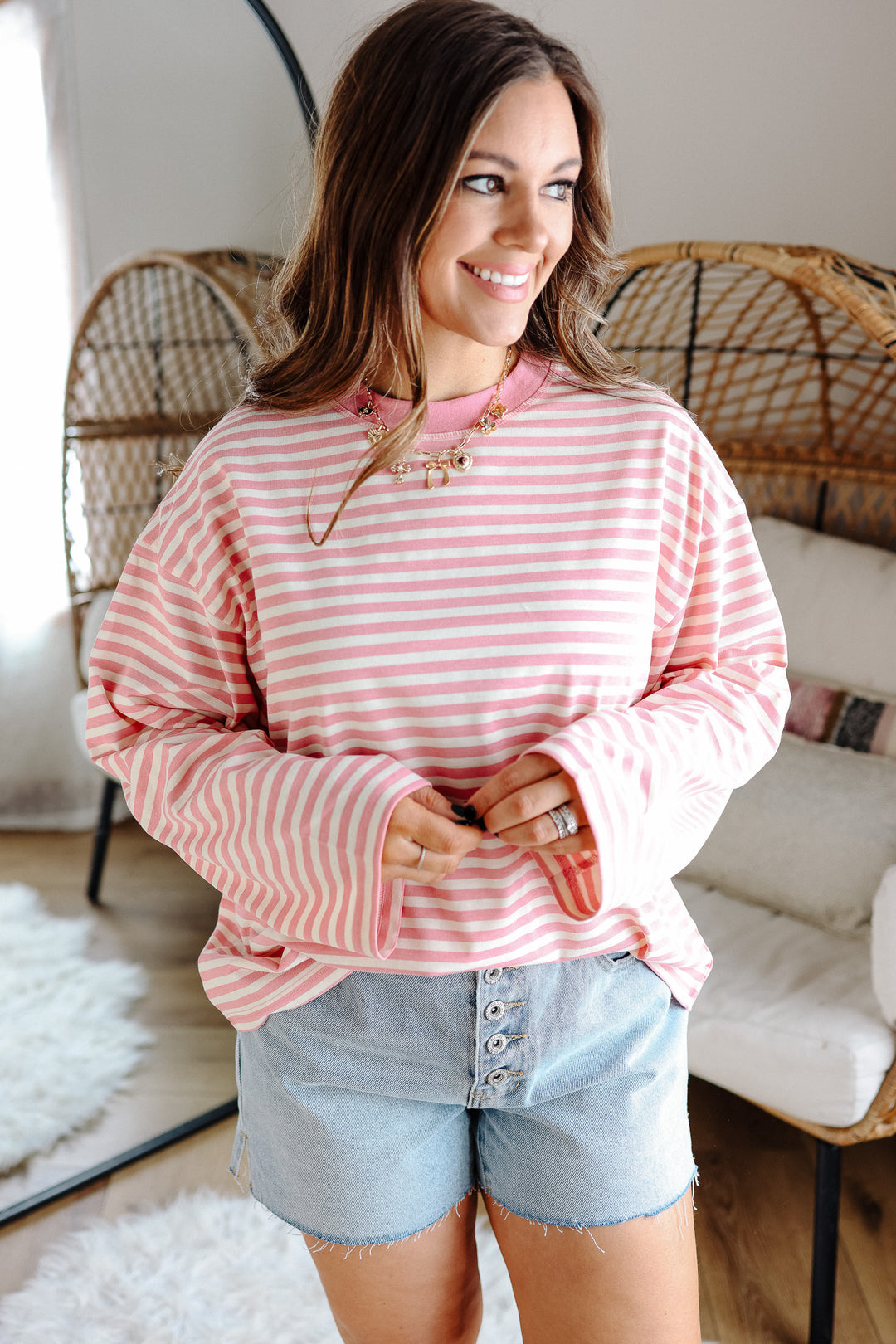 Noelle Striped Long Sleeve - Pink