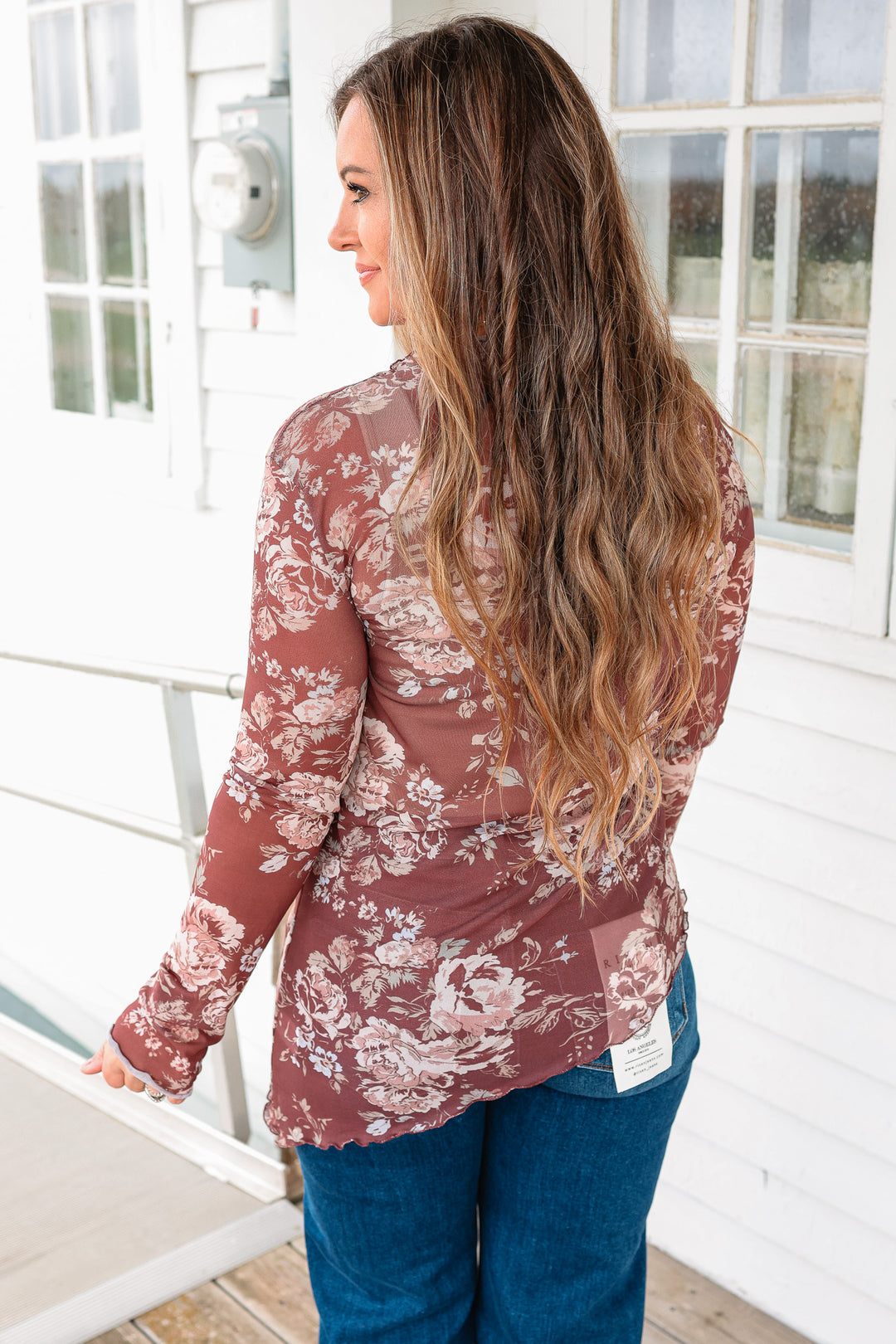 Harlow Floral Frilled Hem Mesh Top