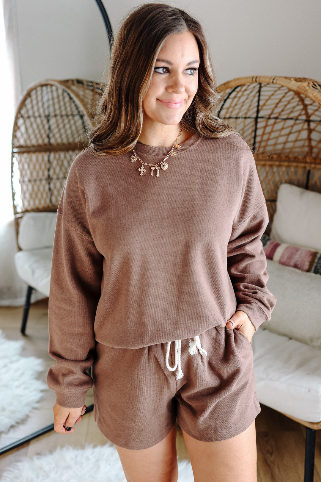 Isla Soft Touch Knit Shorts - Choco