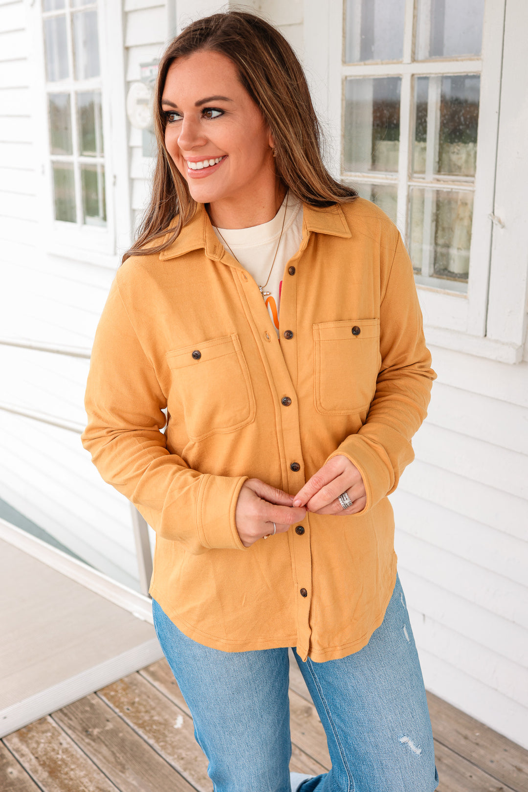Mustard Super Soft Button Up