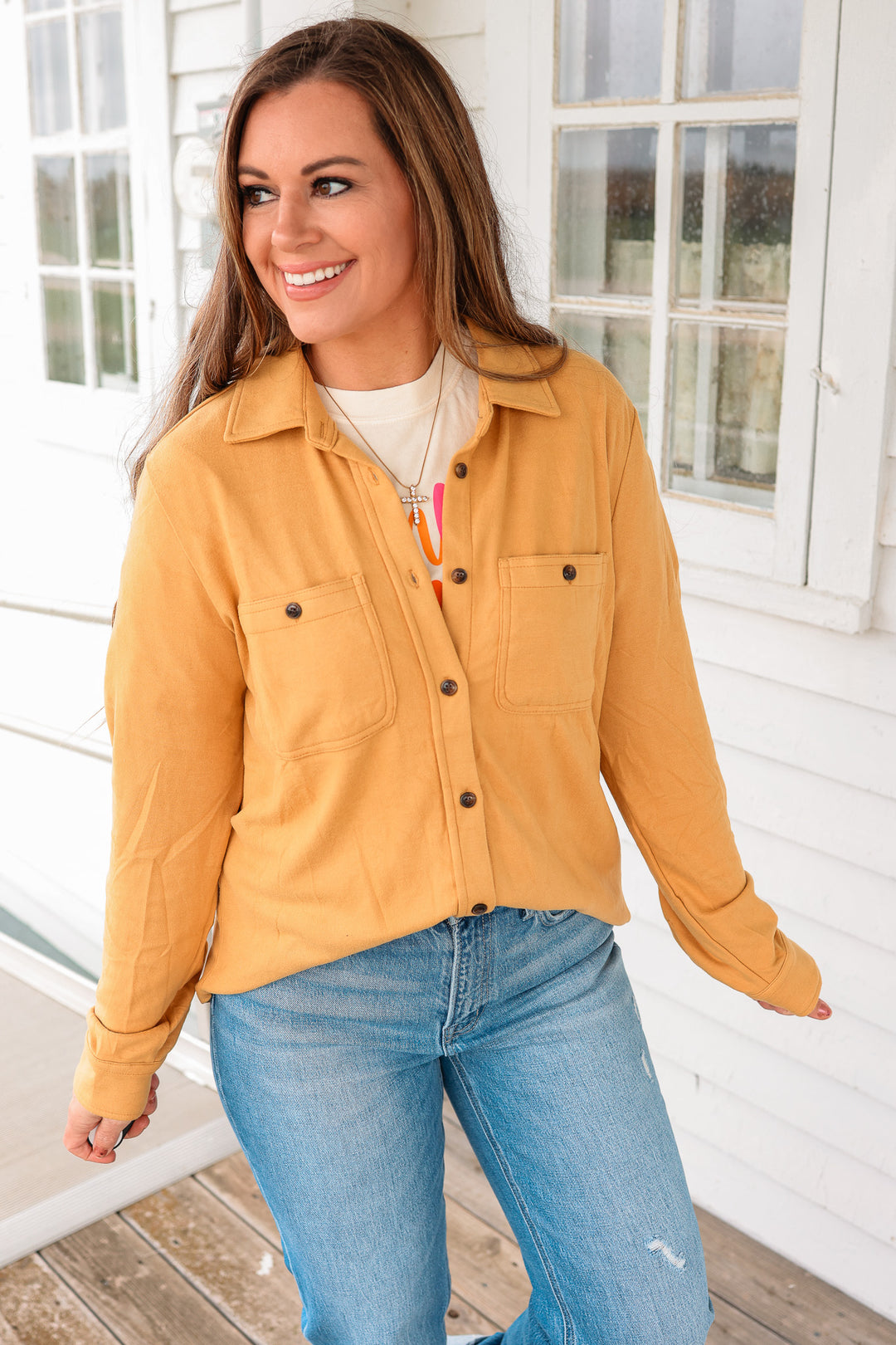 Mustard Super Soft Button Up