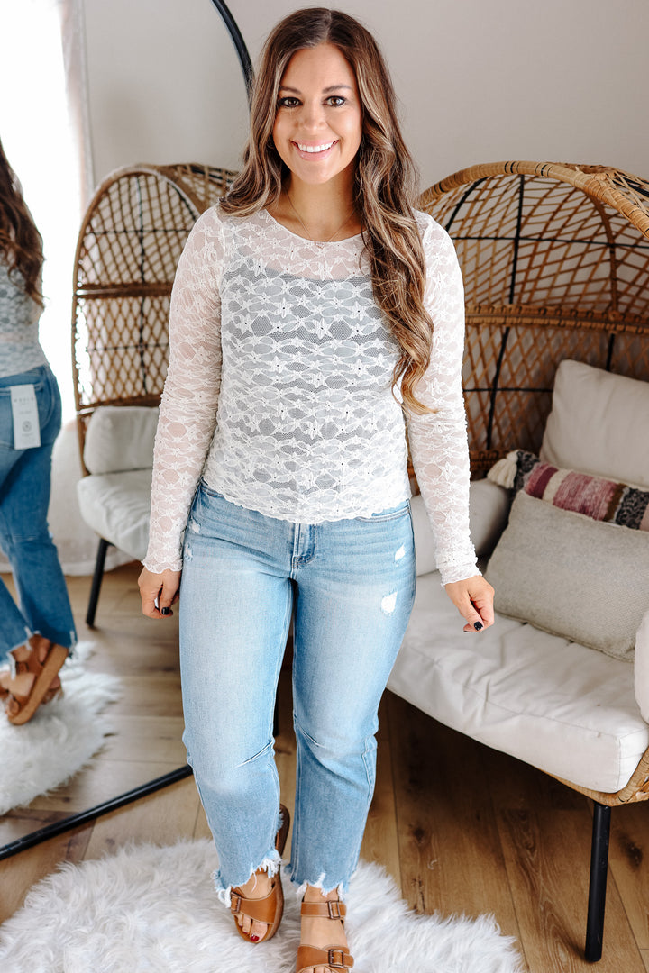 Lily Lace Long Sleeve Sheer Top