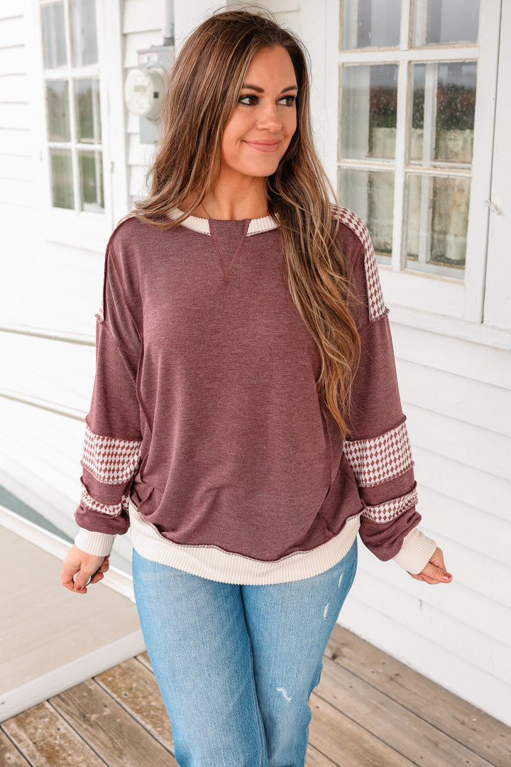 Collins Color Block Sweatshirt - Burgundy
