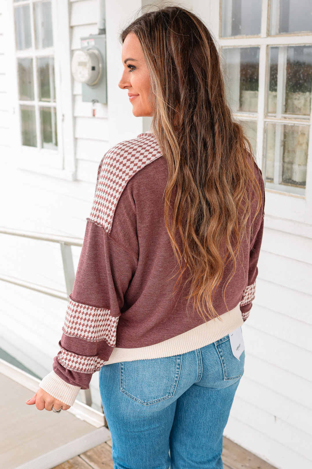 Collins Color Block Sweatshirt - Burgundy