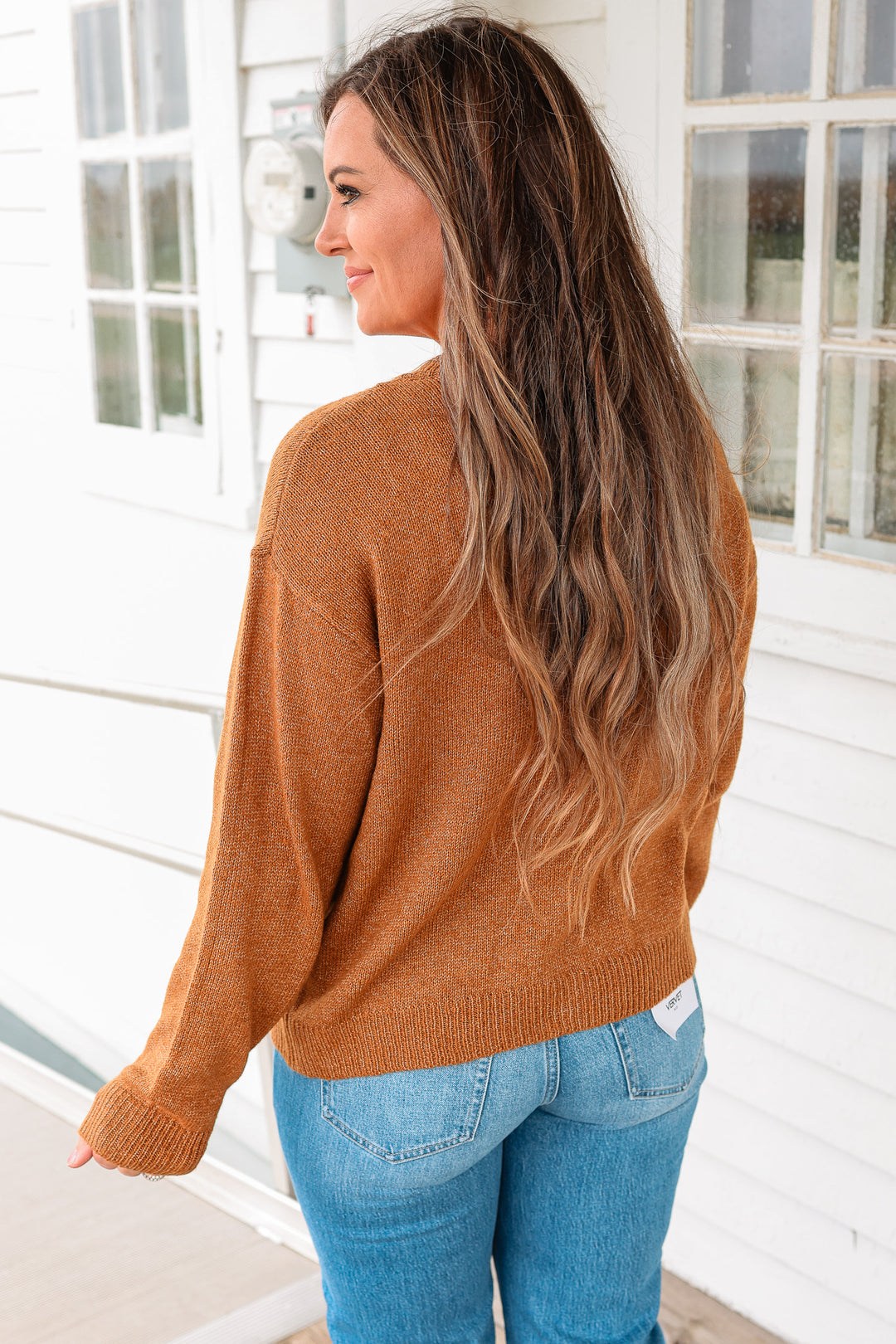 Elise Ribbed Button Down Cardigan - Camel