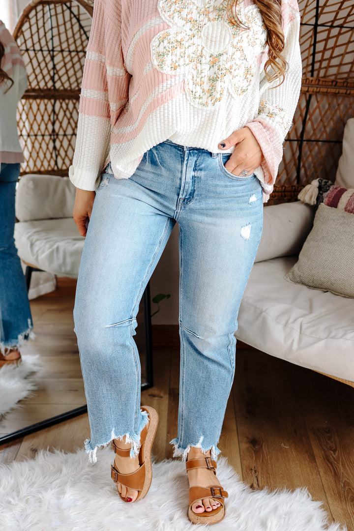 RISEN: MACI HIGH RISE CROP STRAIGHT JEANS