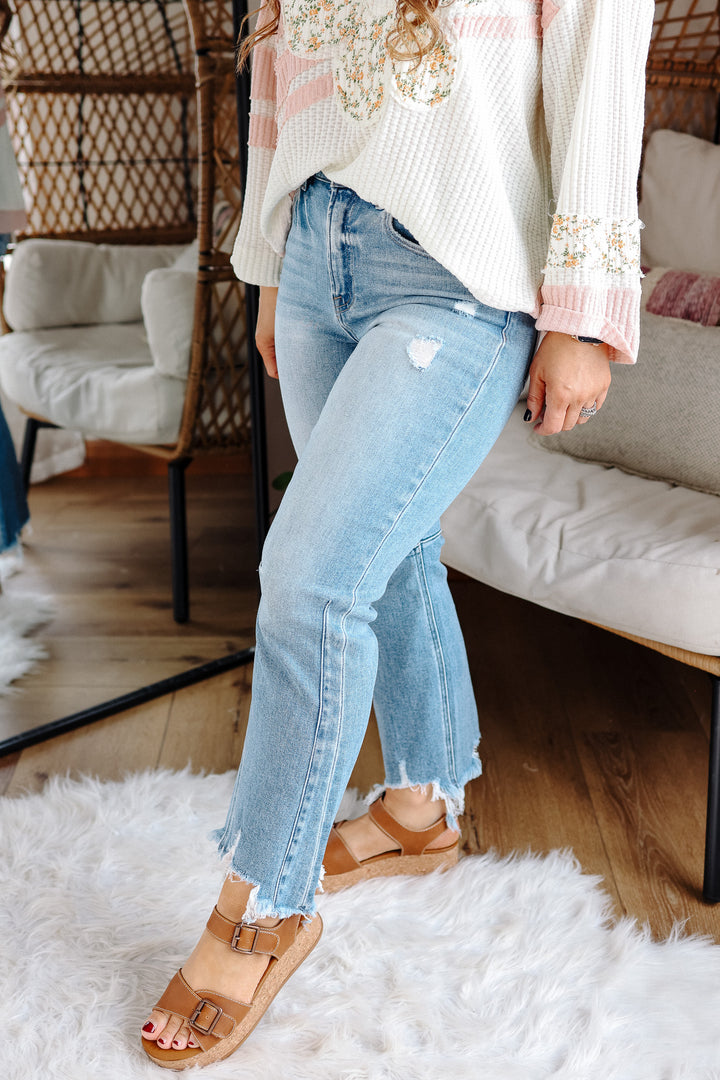 RISEN: MACI HIGH RISE CROP STRAIGHT JEANS