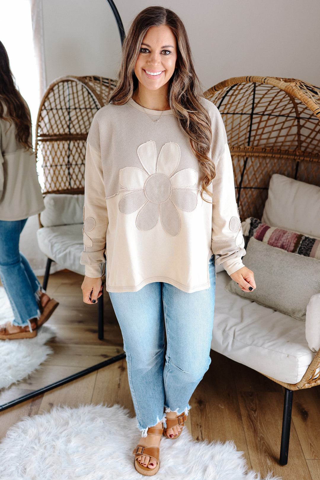 Astra Washed Two-Tone Daisy Top