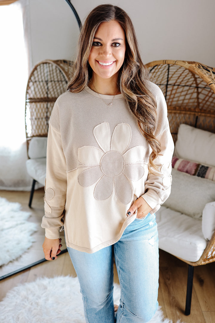 Astra Washed Two-Tone Daisy Top