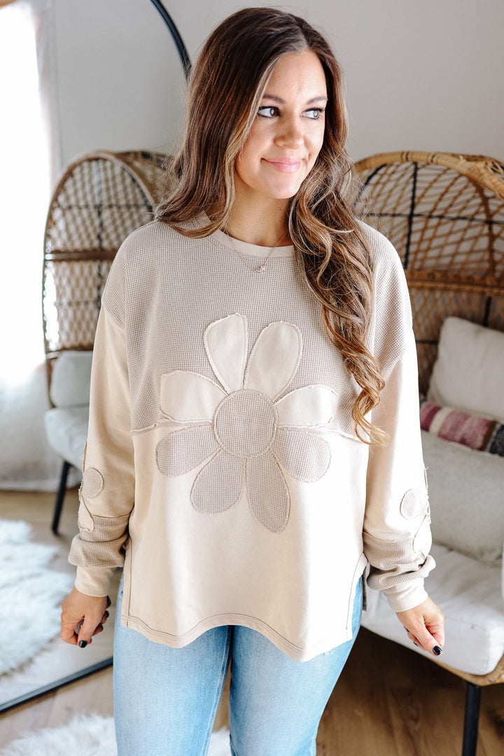 Astra Washed Two-Tone Daisy Top