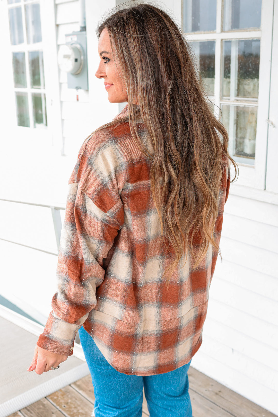 Jillian Button Down Flannel Shirt - Brick