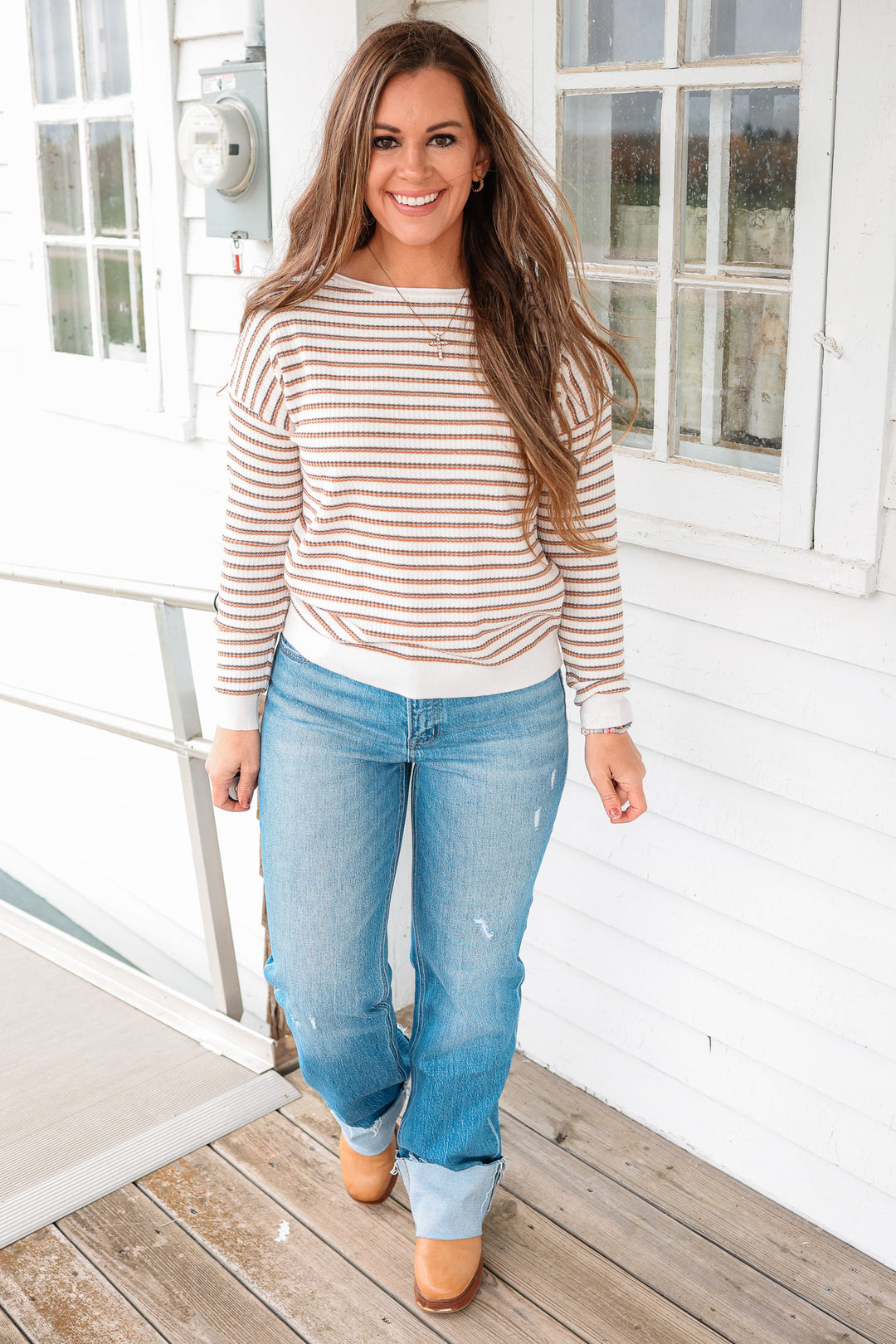 Reagan Striped Textured Sweater