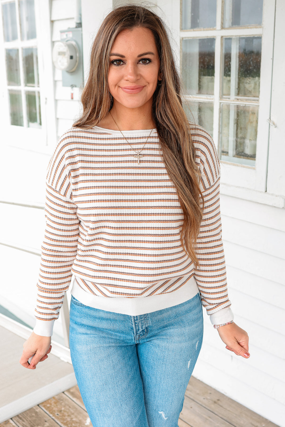 Reagan Striped Textured Sweater