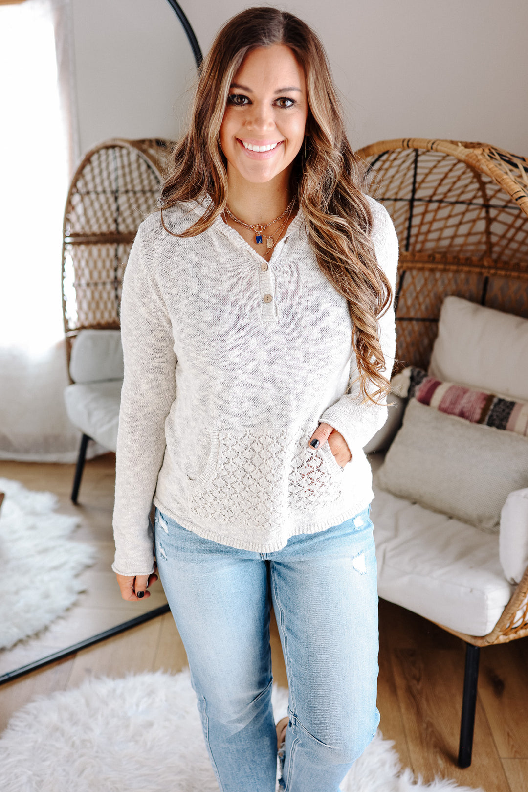 Kristy Crochet Mix Hoodie